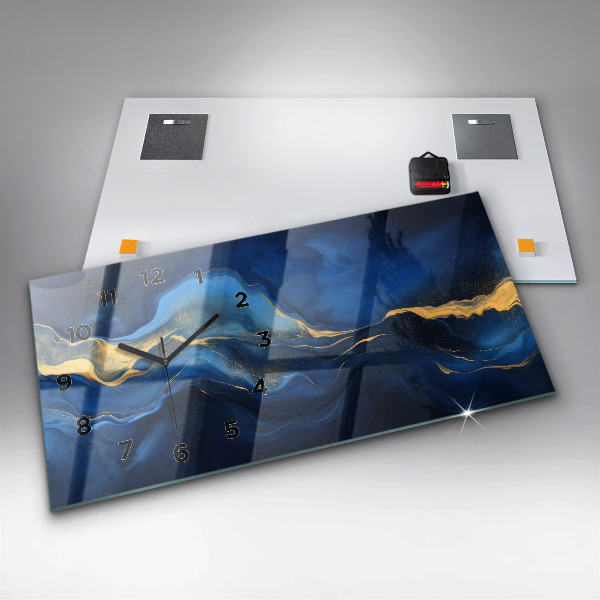 Zegar poziomy Niebieski marmur