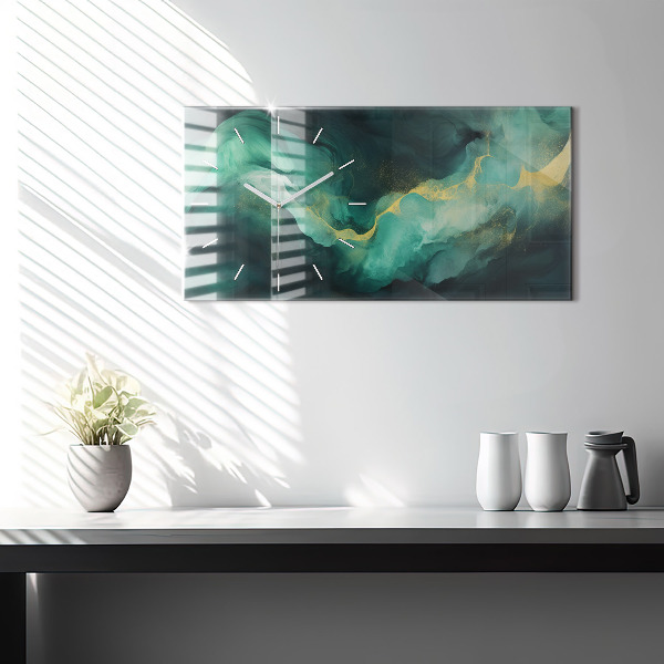 Zegar poziomy Zielony marmur