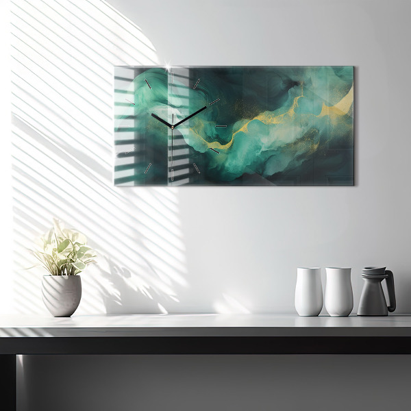 Zegar poziomy Zielony marmur