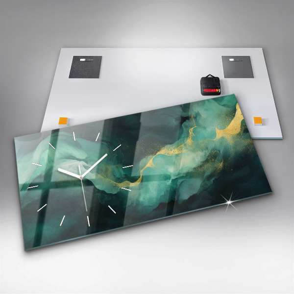 Zegar poziomy Zielony marmur