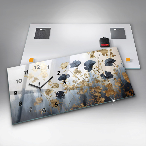 Zegar poziomy Abstrakcyjne kwiaty