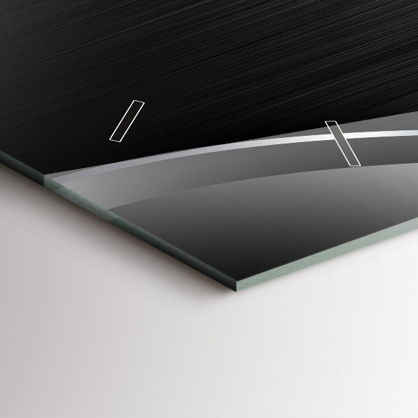 Zegar poziomy Czarno srebrne linie