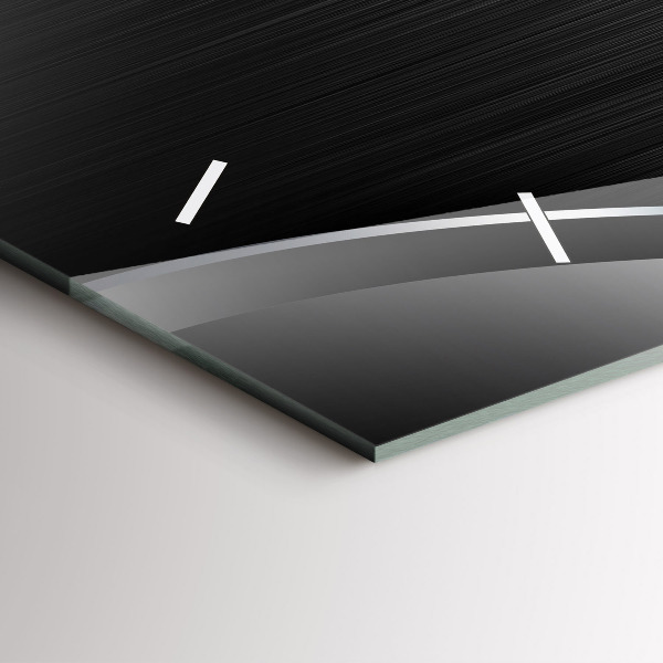 Zegar poziomy Czarno srebrne linie