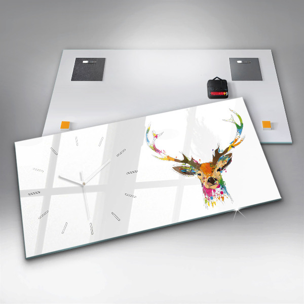 Zegar ścienny poziomy Kolorowa głowa jelenia
