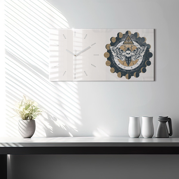 Zegar szklany poziomy Fazy księżyca i oko