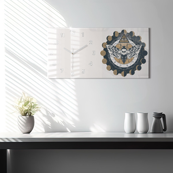 Zegar szklany poziomy Fazy księżyca i oko