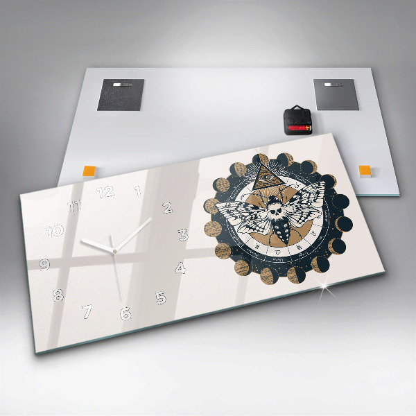 Zegar szklany poziomy Fazy księżyca i oko