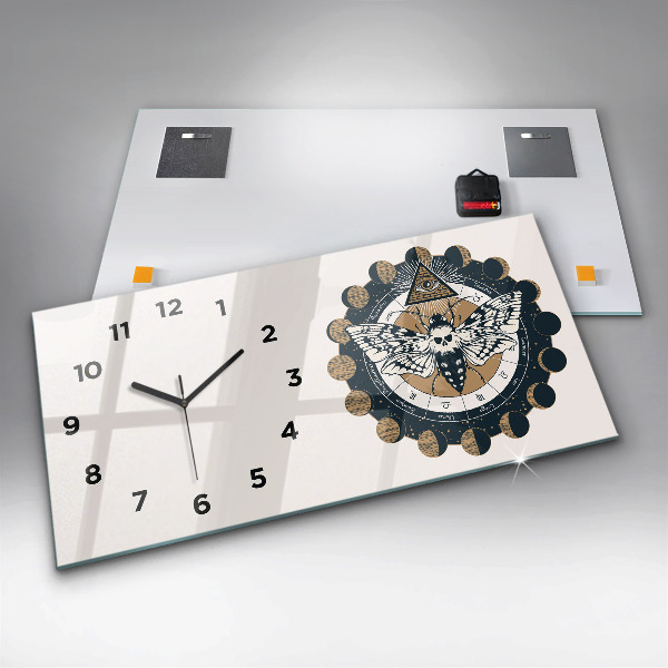 Zegar szklany poziomy Fazy księżyca i oko