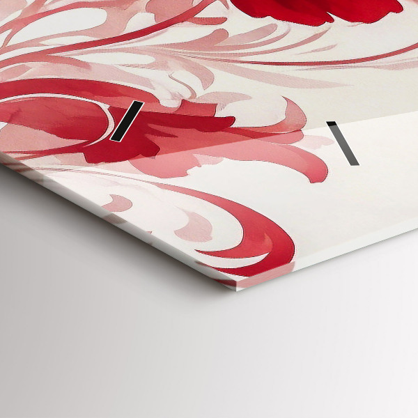 Zegar poziomy Czerwone kwiaty