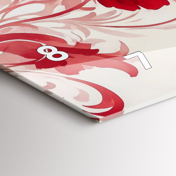 Zegar poziomy Czerwone kwiaty