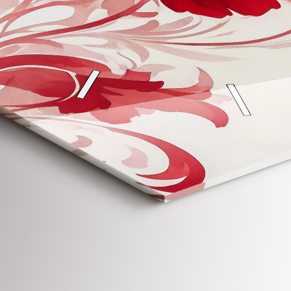 Zegar poziomy Czerwone kwiaty