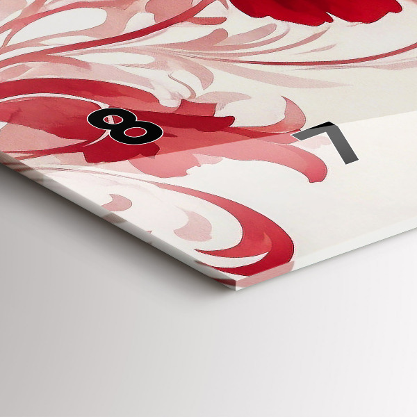 Zegar poziomy Czerwone kwiaty