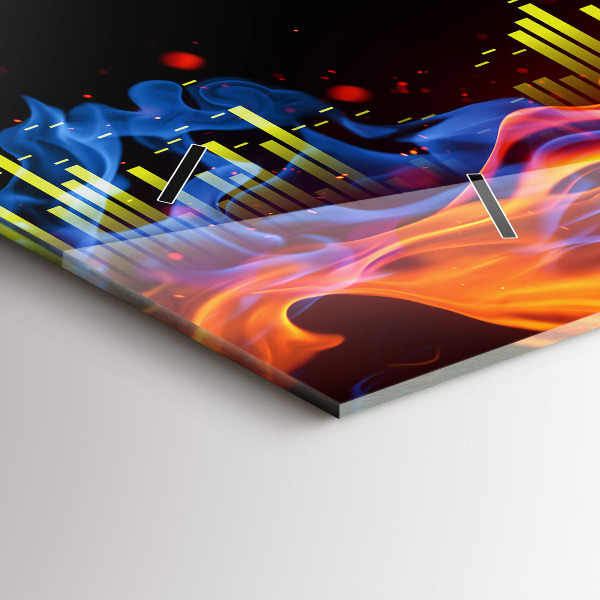 Zegar ścienny poziomy Słuchawki i fale dźwiękowe