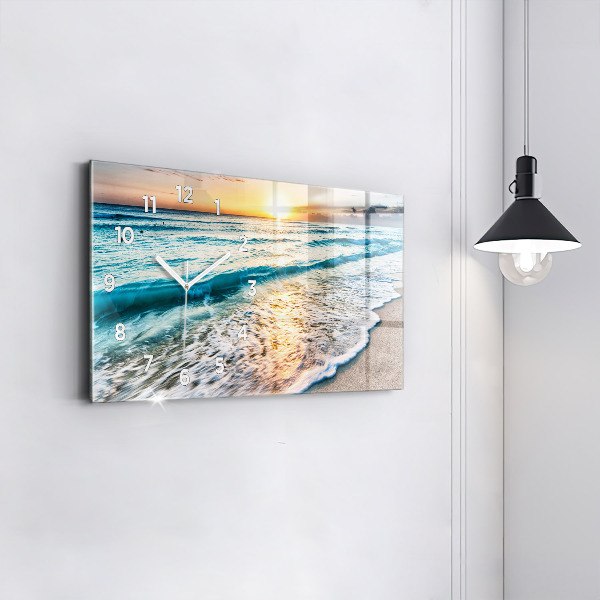 Zegar ścienny poziomy Plaża, morze i piasek