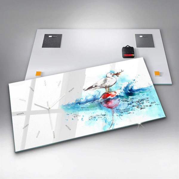 Zegar ścienny poziomy Malowana mewa