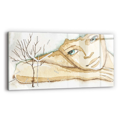 Zegar ścienny poziomy Portret kobiety