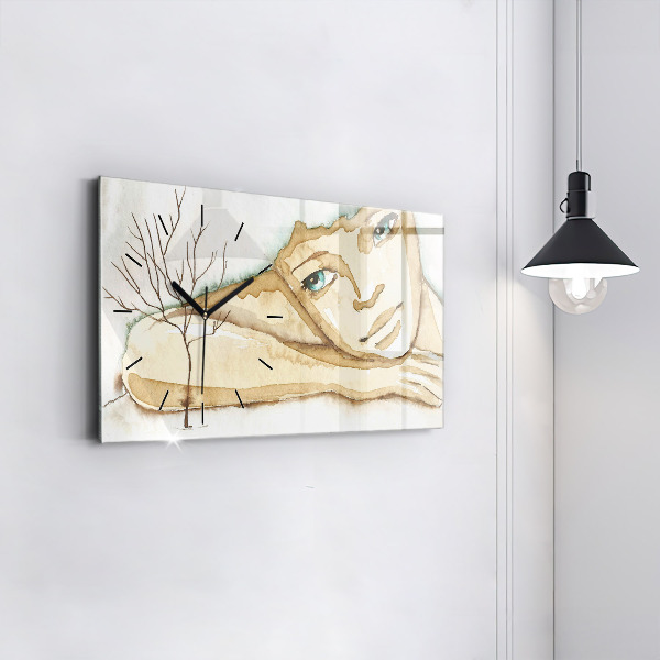 Zegar ścienny poziomy Portret kobiety