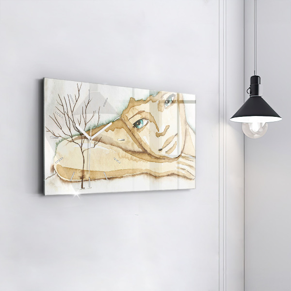 Zegar ścienny poziomy Portret kobiety