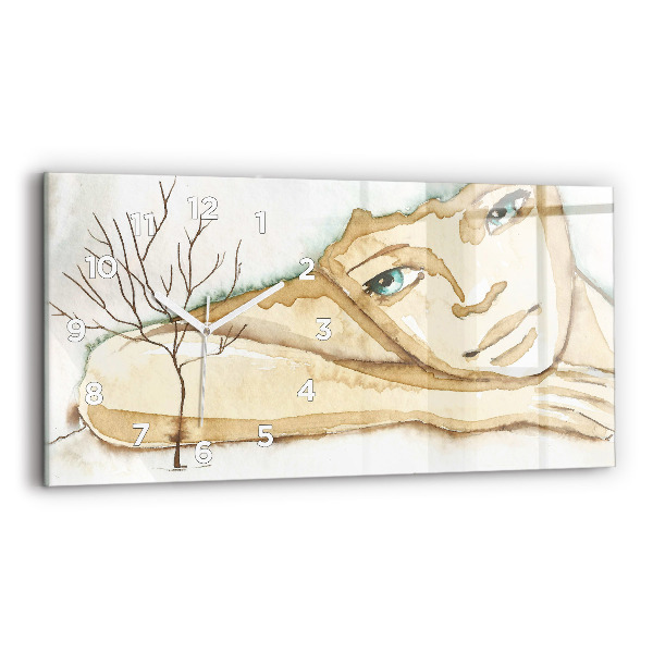Zegar ścienny poziomy Portret kobiety