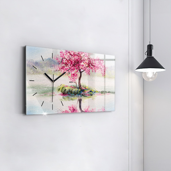 Zegar ścienny poziomy Mozaika drzewa