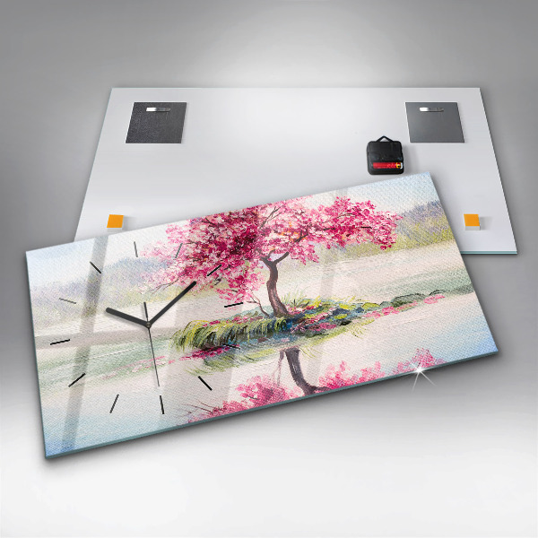 Zegar ścienny poziomy Mozaika drzewa