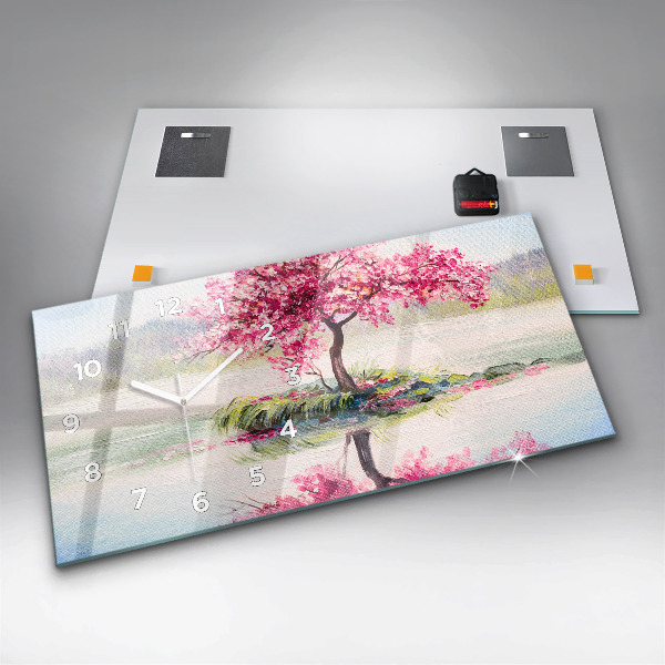 Zegar ścienny poziomy Mozaika drzewa