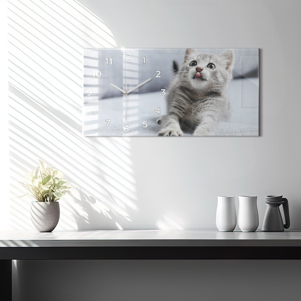 Zegar ścienny poziomy Kot na kanapie