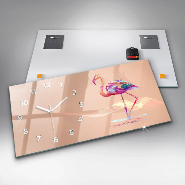 Zegar ścienny poziomy Ilustracja flaminga