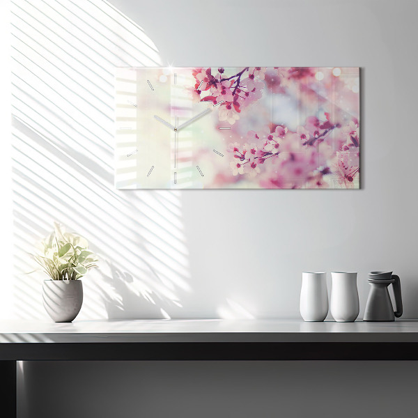 Zegar ścienny poziomy Kwiaty wiosna