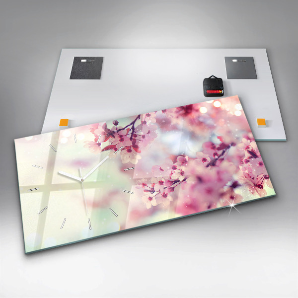 Zegar ścienny poziomy Kwiaty wiosna