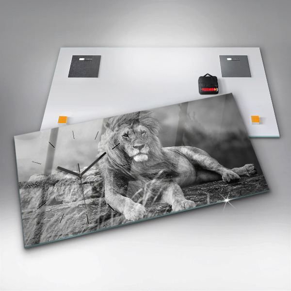 Zegar ścienny poziomy Abstrakcja - Lew