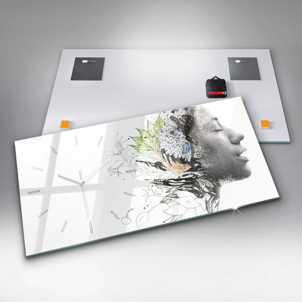 Zegar ścienny poziomy Abstrakcja twarz kobiety