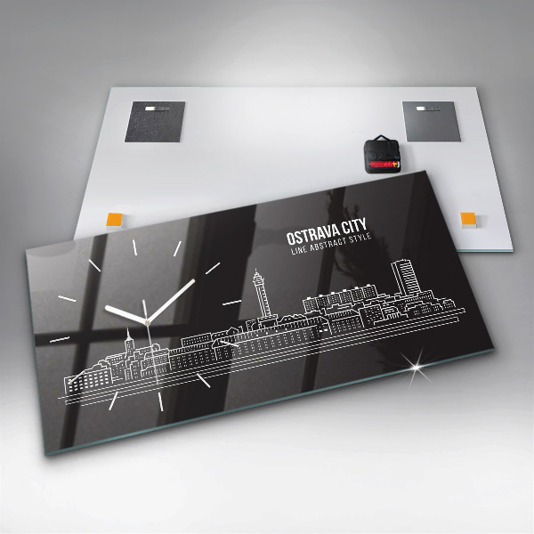 Zegar szklany poziomy Miasto Ostrawa rysunek
