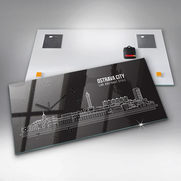 Zegar szklany poziomy Miasto Ostrawa rysunek