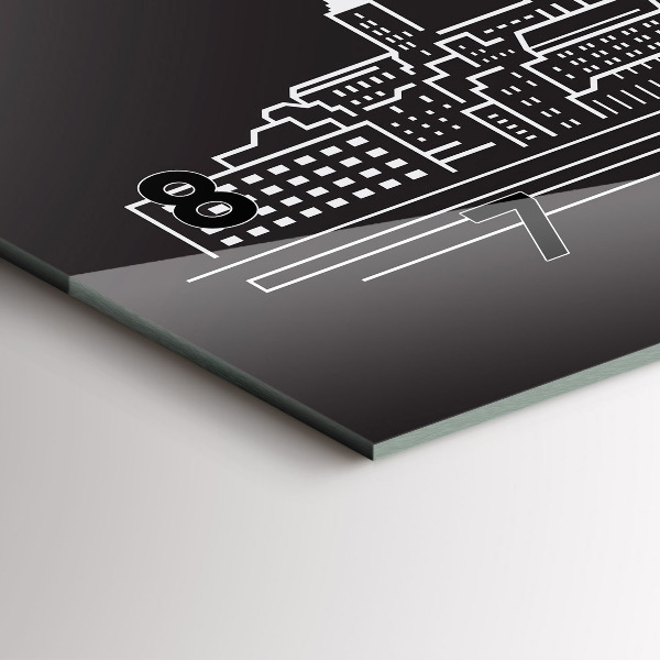 Zegar szklany poziomy Miasto Ostrawa rysunek