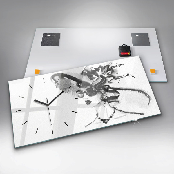 Zegar szklany poziomy Modna kobieta