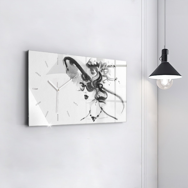 Zegar szklany poziomy Modna kobieta