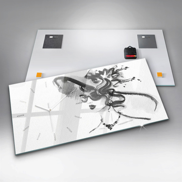 Zegar szklany poziomy Modna kobieta