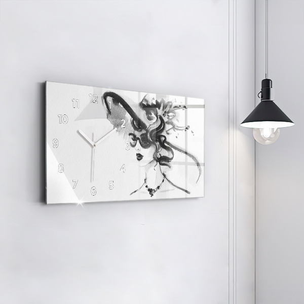 Zegar szklany poziomy Modna kobieta