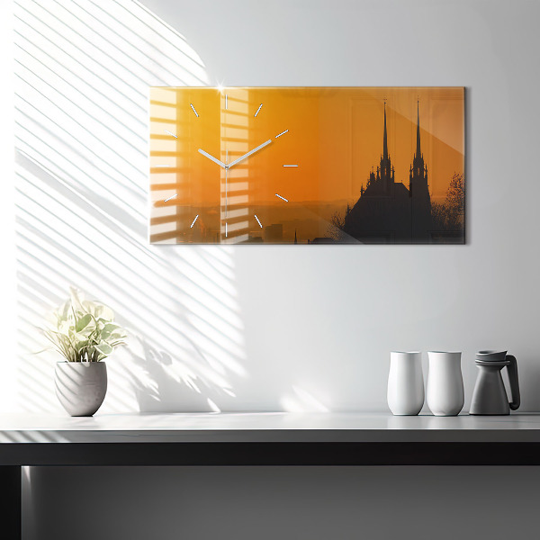 Zegar szklany poziomy Widok na katedrę Brno