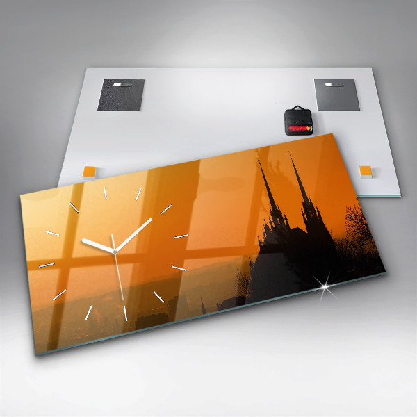 Zegar szklany poziomy Widok na katedrę Brno