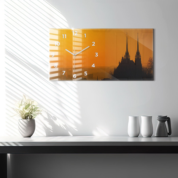 Zegar szklany poziomy Widok na katedrę Brno