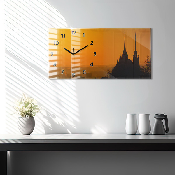 Zegar szklany poziomy Widok na katedrę Brno