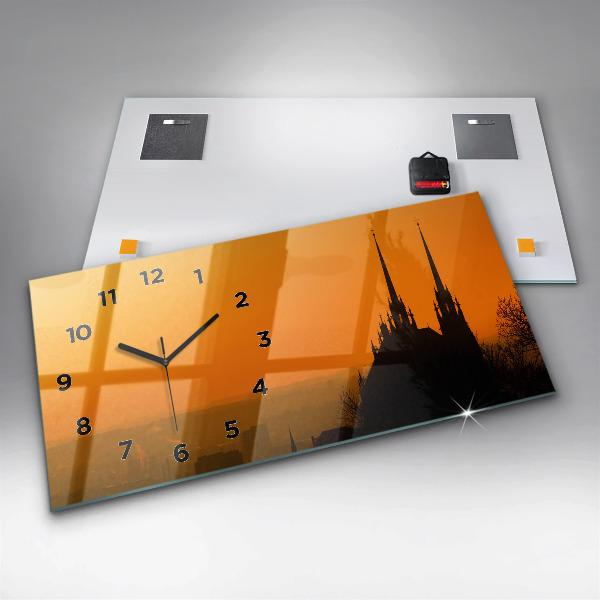 Zegar szklany poziomy Widok na katedrę Brno