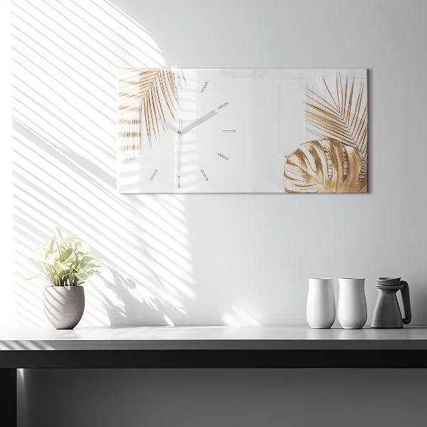 Zegar szklany poziomy Tropikalne liście