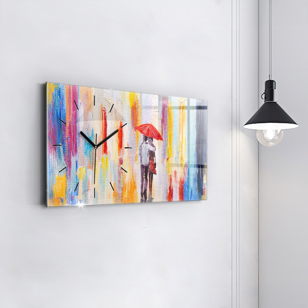 Zegar szklany poziomy Para w deszczu