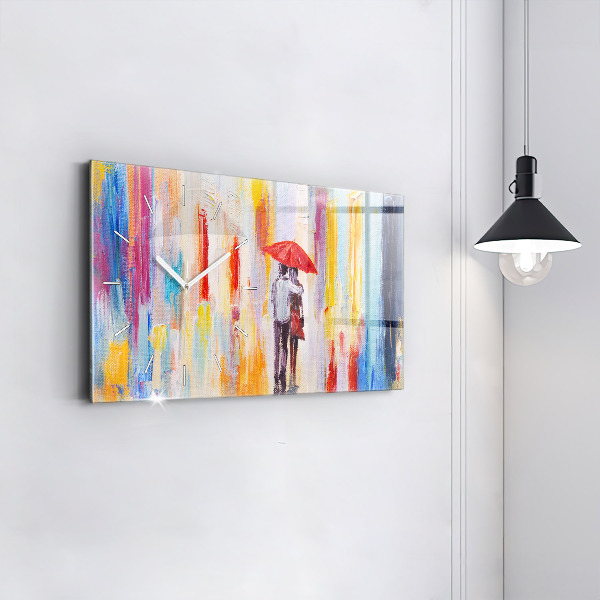 Zegar szklany poziomy Para w deszczu