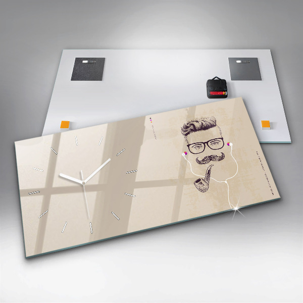 Zegar szklany poziomy Mężczyzna z fajką