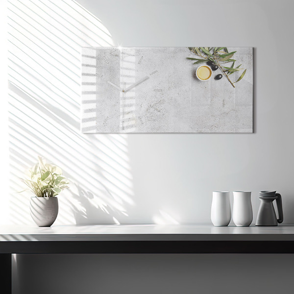 Zegar szklany poziomy Minimalistyczne oliwki