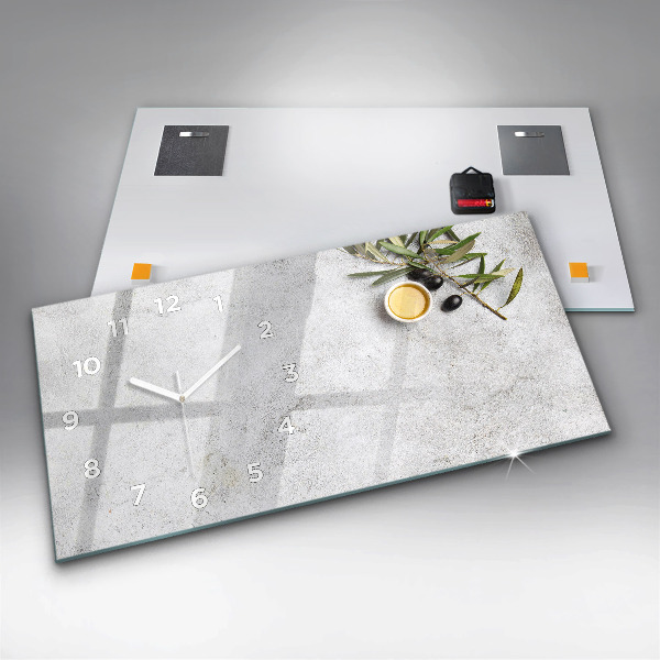 Zegar szklany poziomy Minimalistyczne oliwki